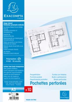 EXACOMPTA Zeigetaschen, genarbt A3 6210E PP, gelocht, 100my