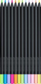 FABER-CASTELL Farbstifte Black Edition 116410 Neon + Pastell 12 Stk.
