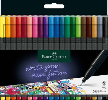 Faber-castell finepen grip 0.4mm 151620 20 couleurs, etui - Faber-castell-151620-4005401516200