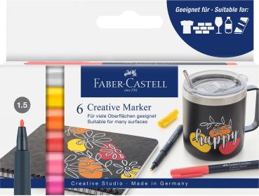 FABER-CASTELL Creative Marker 1-3mm 160705 Summer breeze 6 Stück