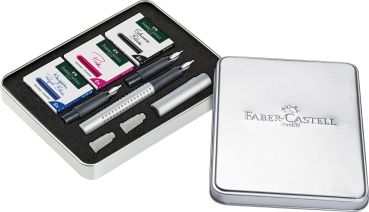 Faber-castell grip füller calligraphy 201629 silber, 3 stück - Faber-castell-201629-4005402016297