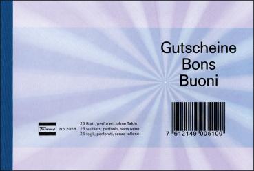 FAVORIT Gutscheine D/F/I A6 2058 BLAU blau 25 Blatt