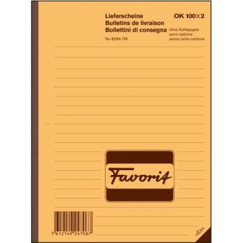 FAVORIT Lieferscheine A6 8284 OK rot/weiss,D/F/I,durchschreib.