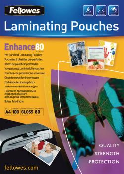 FELLOWES Laminierfolien Enhance 80g A4 5452502 gelocht 100 Stück
