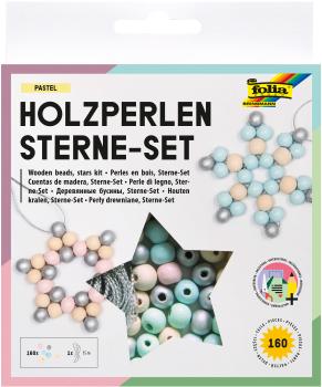 Folia holzperlen sterne 22522 set pastell - Folia-22522-4001868124712
