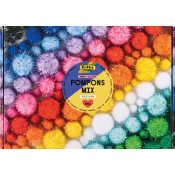 Folia pompons mix glitter 300g 50339 jumbo pack, 1.5-4cm - Folia-50339-4001868136494
