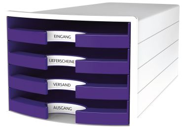 HAN Schubladenbox IMPULS A4/C4 1013-57 lila 4 Schubladen