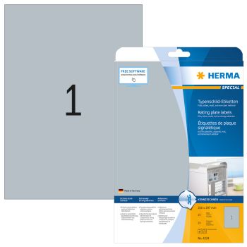HERMA Typ-Etiketten 210x297mm 4224 silber 25 Stück