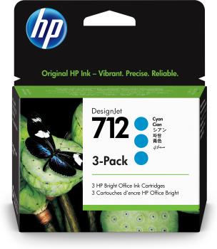 HP Tintenpatrone 712 cyan 3ED77A DesignJet T230/250/630 3x29ml