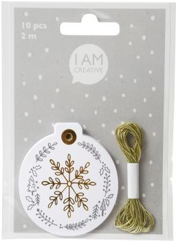 I am creative geschenkanhänger x-mas 4088.74 weiss mit goldprägung 10 stk. - I-am-creative-408874-7611983172689