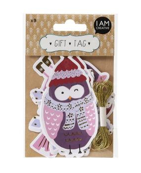 I am creative geschenkanhänger x-mas 4088.96 eule, vogel & kugel 9 stück - I-am-creative-408896-7611983202782