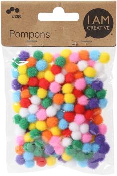 I AM CREATIVE Pompons Set 10mm MAA4111.03 ass, 200 Stück