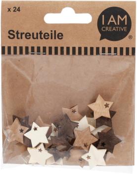 I AM CREATIVE Streuteile Stern 2cm MAA4501.28 naturmix 24 Stück