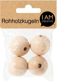 I AM CREATIVE Rohholzkugeln 30mm MAA4530.30 4 Stück