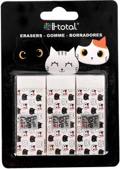 I-total radiergummi cat xl1895 3 pcs. 2.2x1.2x6.2cm - I-total-xl1895-8057711461189