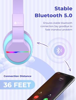 Iclever headphones kids bt led c03-1702n-11 74/85/94 db, 55h purple - Iclever-c03-1702n-11-6934911798395-05.jpg