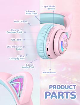 Iclever headphones kids cat c04-2083n-14 74/85/94 db, 50h pink - Iclever-c04-2083n-14-6934911797657-05.jpg