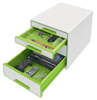 Leitz schubladenbox wow cube a4 5213-20-54 weiss/grün, 4 schubladen - Leitz-5213-20-54-4002432115396-02.jpg
