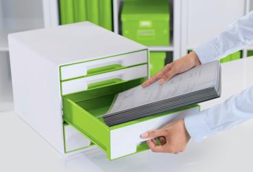 Leitz schubladenbox wow cube a4 5213-20-54 weiss/grün, 4 schubladen - Leitz-5213-20-54-4002432115396-03.jpg