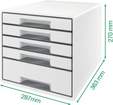 Leitz schubladenbox wow cube a4 5214-20-26 weiss/rot, 5 schubladen - Leitz-5214-20-26-4002432135189-04.jpg