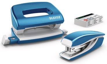 LEITZ Locher/Hefter NeXXt WOW 5561 55612036 blau, Bundle 10 Blatt