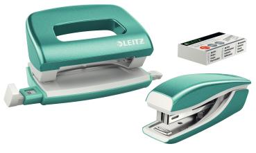 LEITZ Locher/Hefter NeXXt WOW 5561 55612051 eisblau, Bundle 10 Blatt
