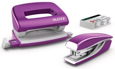 LEITZ Locher/Hefter NeXXt WOW 5561 55612062 violett, Bundle 10 Blatt