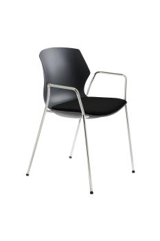 MAYER Besucherstuhl OvaLounge 25110101A schwarz/chrome, mit Armlehnen