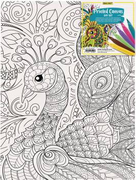 ONLINE Leinwand-Set 25.4x35.6cm 61042/6 Bird, inkl. 6 Brushpens