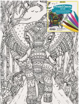 ONLINE Leinwand-Set 25.4x35.6cm 61043/6 Elefant, inkl. 6 Brushpens