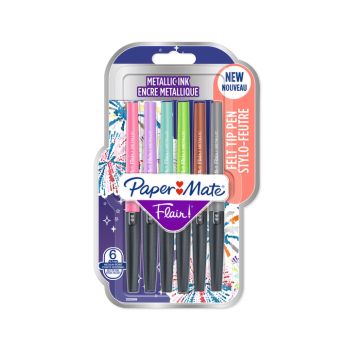Papermate faserschreiber flair 0.7mm 2137361 metallic 6 stück - Papermate-2137361-3026981373619