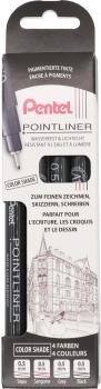 Pentel pointliner pigment 0.5mm ys20p-4 color shade 4 stück - Pentel-ys20p-4-7610924170173