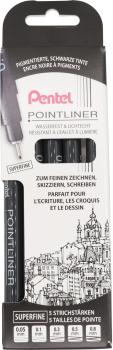 Pentel pointliner pigment superfine ys20p-5a schwarz 5 stück - Pentel-ys20p-5a-5011433055159