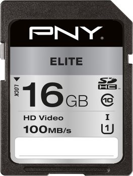 PNY Elite SDHC Card R100MB/s 16GB P-SD16GU1100EL-GE