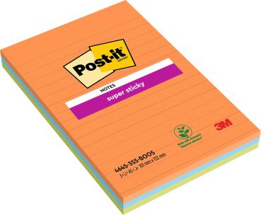 POST-IT Block Super Sticky 101x152mm 4645-3SS-BOOS 3 farbig liniert 3x45 Blatt