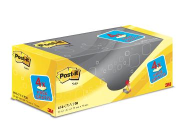 POST-IT Block Sparbox 76x76mm 654-VP20 gelb/100 Blatt 20 Stück