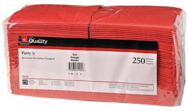 QUALITY Servietten Party 24x24cm 992172 rot 250 Stück