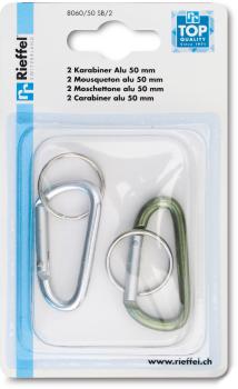 Rieffel switzerland schlüssel-karabiner 8060/50 sb/2 50mm 2 stück - Rieffel-switzerland-8060-50-sb-2-7640115314222