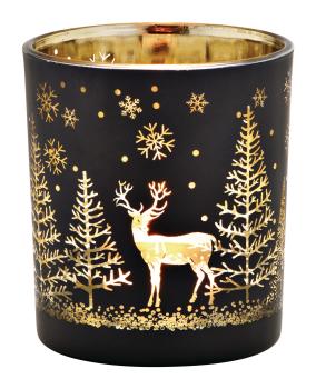Roost windlicht winterwald 10032918 schwarz, gold 9x10x9cm - Roost-10032918-4007698381769