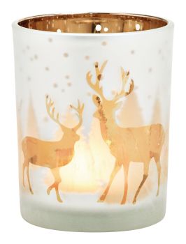 Roost windlicht hirsch 10032924 weiss, gold 10x12x10cm - Roost-10032924-4007698381882