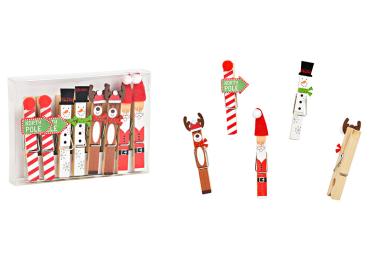 Roost klammern weihnachtsmotiv 10040556 bunt, holz 8 stück, ass. - Roost-10040556-4007698608705