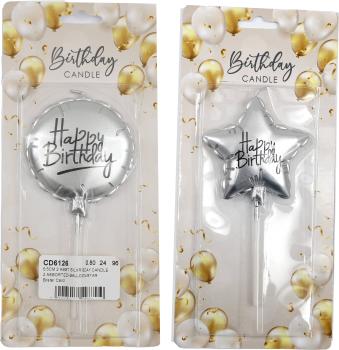 Roost kerze happy birthday cd6126 silber, assortiert - Roost-cd6126-5024418498704