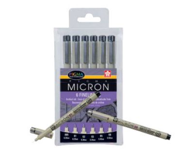 Sakura pigma micron set poxsdk6 0.2-0.5mm 6 stück - Sakura-poxsdk6-8710141049449
