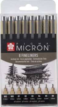 Sakura pigma micron set poxsdk8 0,15-0,50mm 8 stück - Sakura-poxsdk8-8712079459536