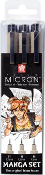 Sakura manga pigma micron set poxsdkman3 3 stück - Sakura-poxsdkman3-8712079397616