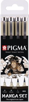 Sakura manga pigma set poxsdkman4 sepia, 2xmic/1xgraph/1xbrush - Sakura-poxsdkman4-8712079411602