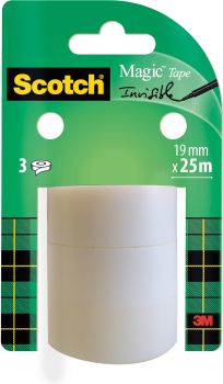 Scotch magic tape 810 19mmx25m 8-1925r3 transparent, 3 rollen - Scotch-8-1925r3-5010027564190
