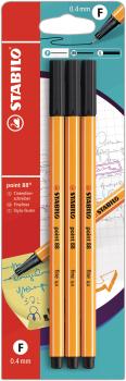 Stabilo fineliner point 88 108833828 schwarz, 3 stück - Stabilo-108833828-4006381148283