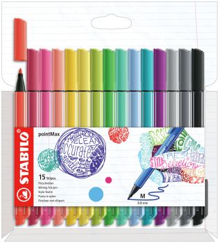 Stabilo fineliner pointmax 0.8mm 488/15-02 15 farben assortiert - Stabilo-488-15-02-4006381581868