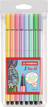 STABILO Fasermaler Pen 68 1mm 68/801 Etui, 8 Pastell